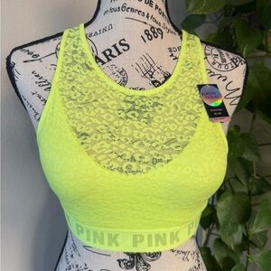 NWT Victoria’s Secret PINK Neon lace Sports Bra XS